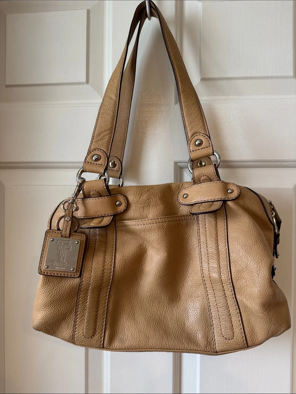 Tignanello Pebbled Leather Shoulder Bag in Tan